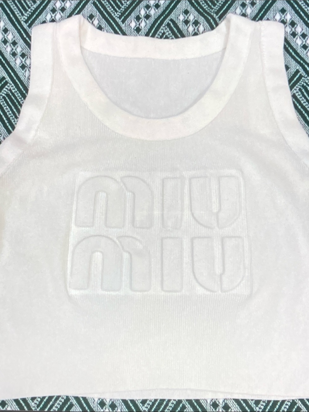 Miu Miu white knit cropped tank top